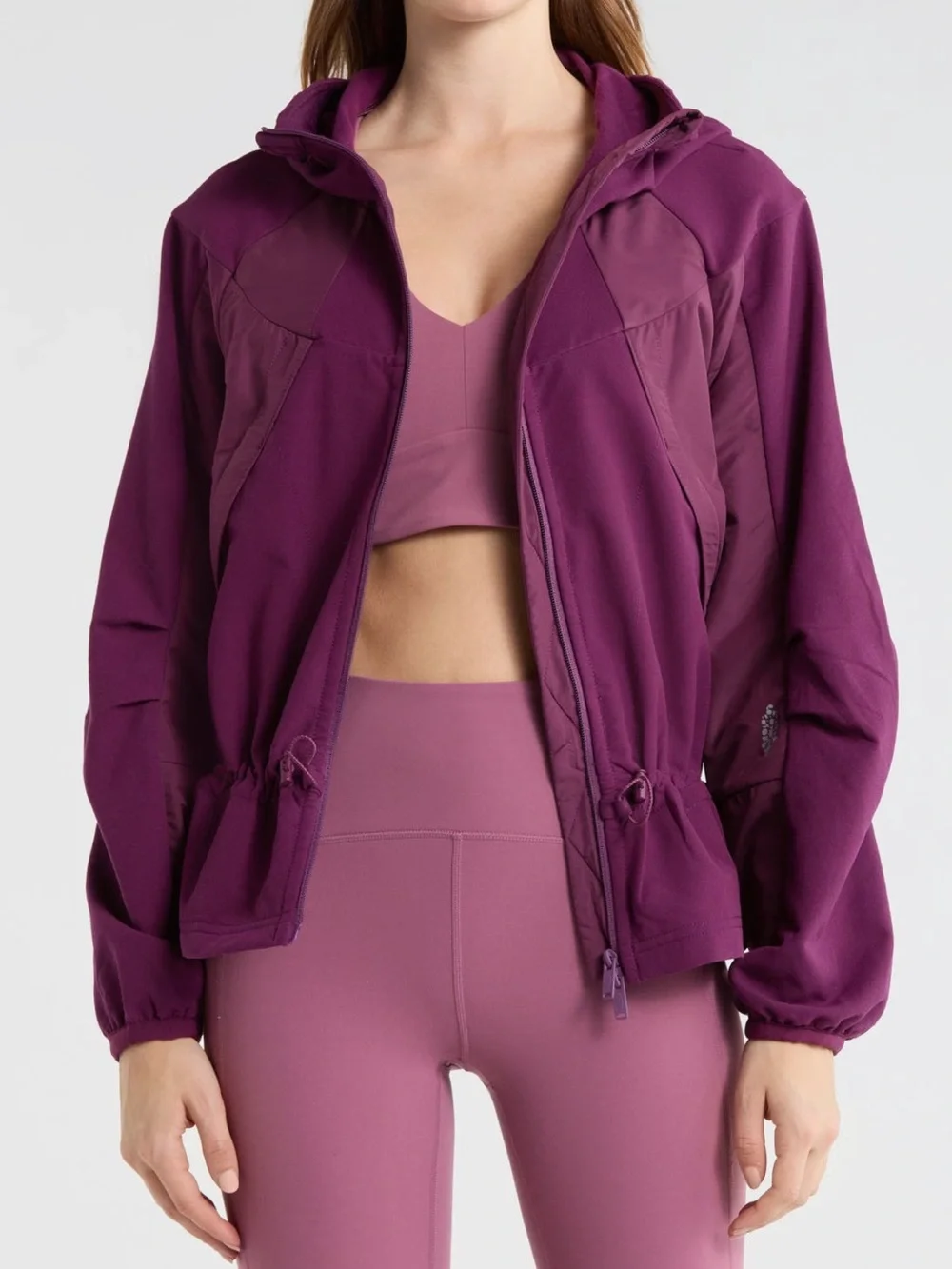 NWT Free People 🍒 All Terrain Fleece Training Jacket in ‘Black Cherry’